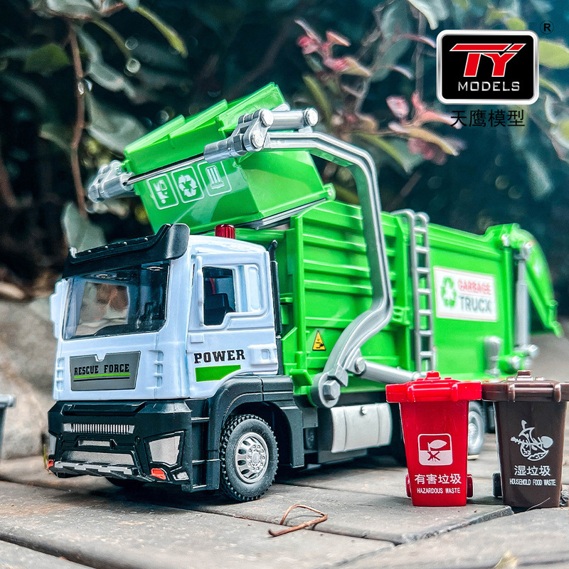 Large Garbage Truck Children's Toy Alloy City Sanitation Truck Model Classification Garbage Collection Engineering Vehicle Toy Car for Boys