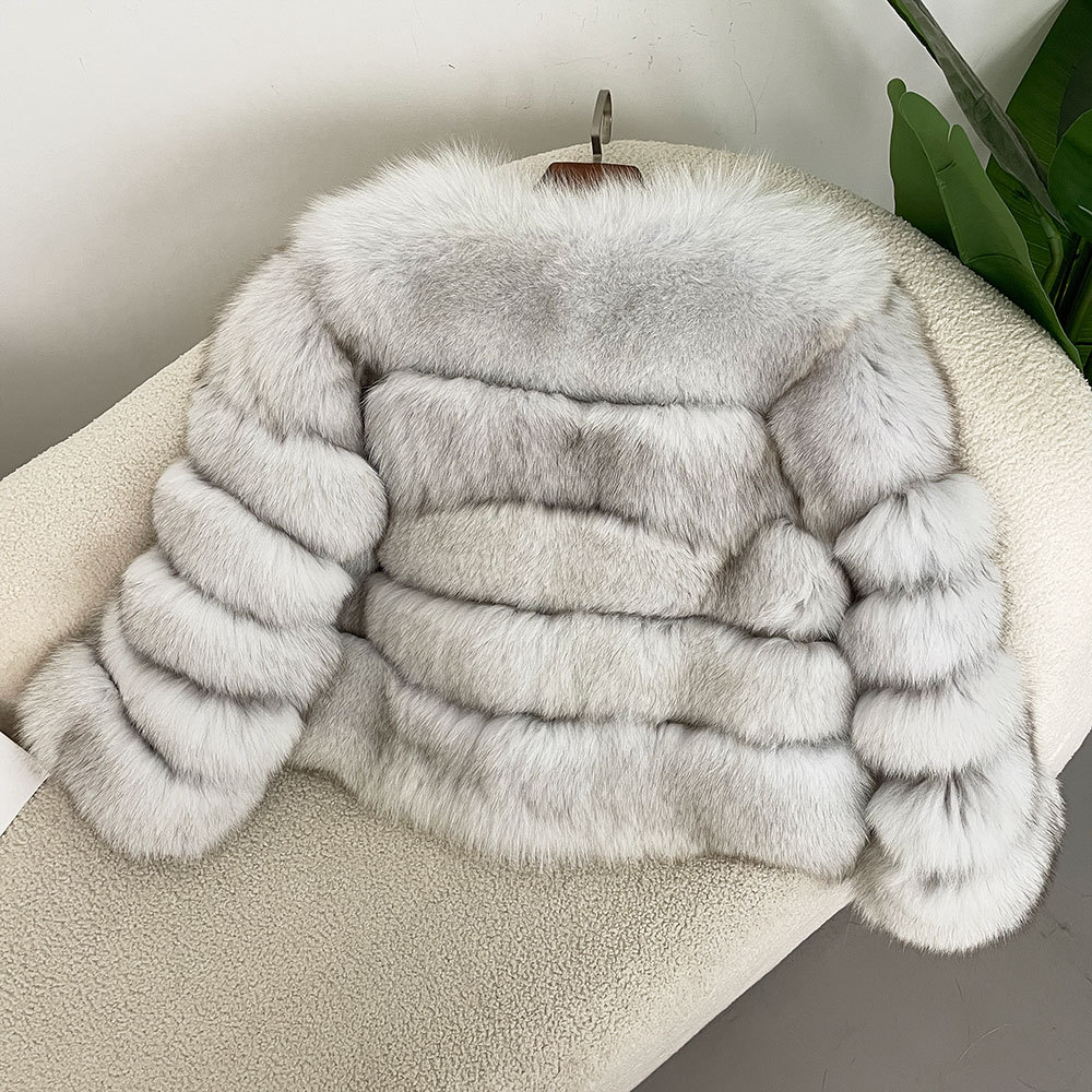 Women's Winter Real Fox Fur Coat Short Thick Warm Fashionable Jacket_voghion.com