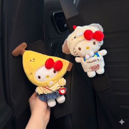 Kitty Car Seatbelt Shoulder Pads Car Interior Seatbelt Decoration Anti-Wear Clothing Couple Set for Women