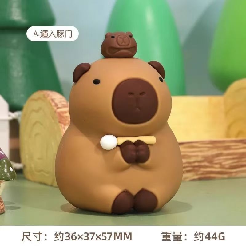 カピバラのカピバラのテーブルの上の小さい置物のミニ情緒の安定のステーションの解凍の装飾品は女子の神器を癒します。|undefined