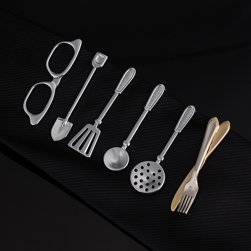 Fashion Personality Tableware Glasses Special Shape Men's Suit Collar Clip Creative Gift Trend Characteristic Collar Clip