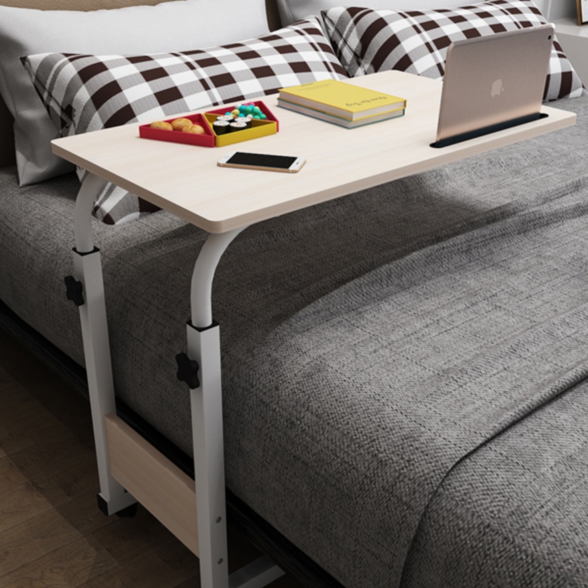 Mesa de lado de la cama Mesa de computadora portátil Mesa de dormitorio doméstica Mesa de elevación de lado de la cama Mesa móvil Dormitorio Mesa de escritorio perezosa