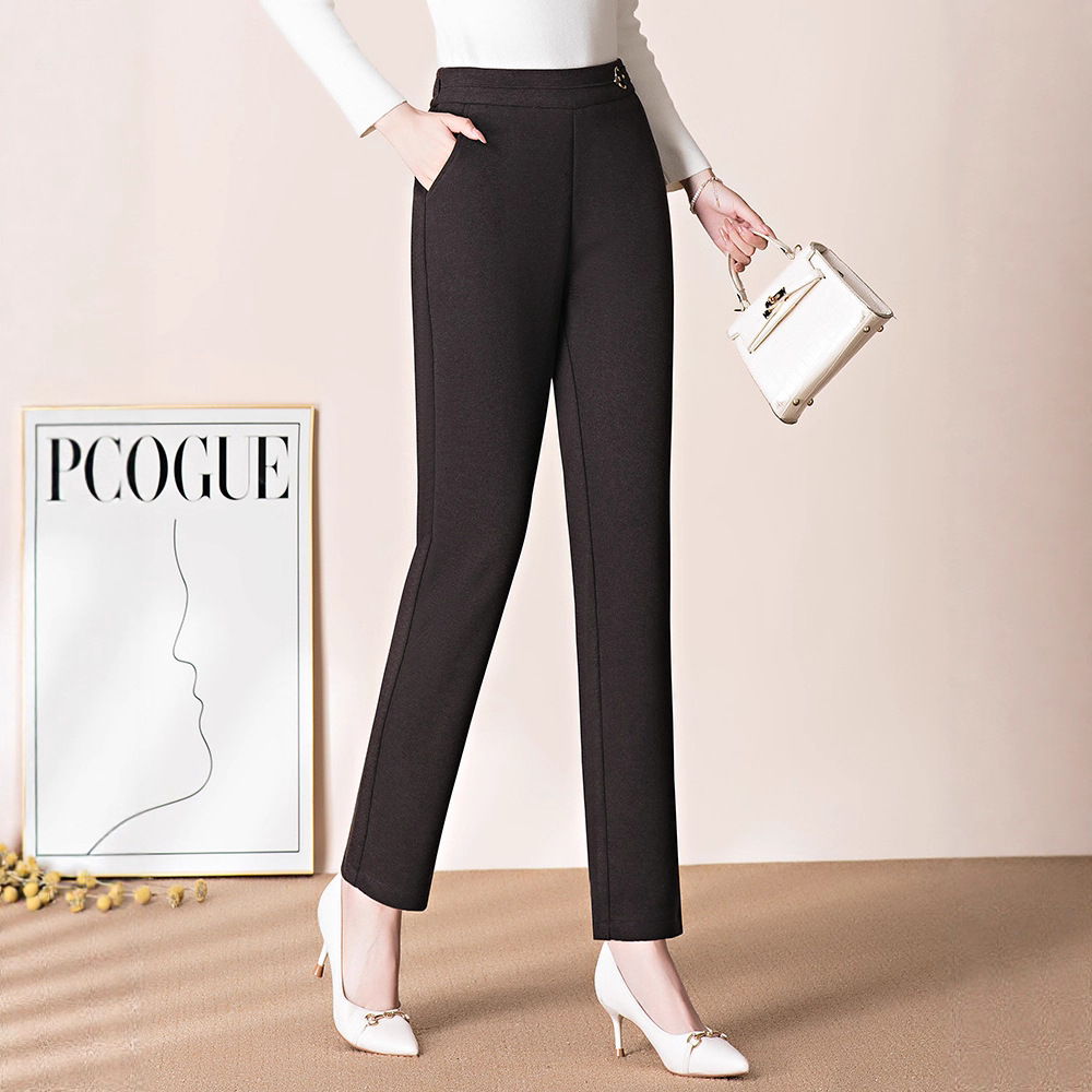 商场同款裤子女轻奢高腰垂感休闲直筒小脚裤时尚气质显瘦秋冬西裤