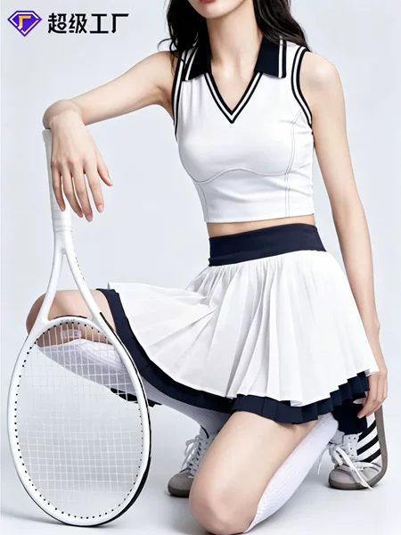 Hot-Selling Tennis Set with Chest Pads for Women, Outdoor Running Casual Wear, Irregular Versatile Quick-Drying Badminton Sports Skirt