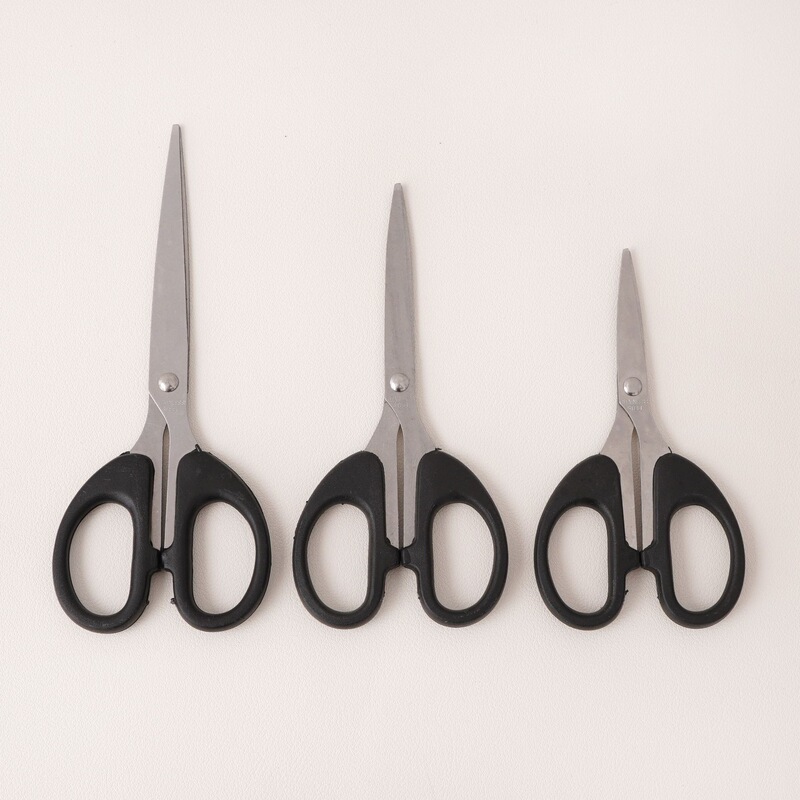 Large, Medium, and Small Pointed Stainless Steel Multi-Purpose Black-Handled Scissors for DIY Crafts, Office, and Home Stationery Cutting Large, Medium, and Small Pointed Stainless Steel Multi-Purpose Black-Handled Scissors for DIY Crafts, Office, and Home Stationery Cutting