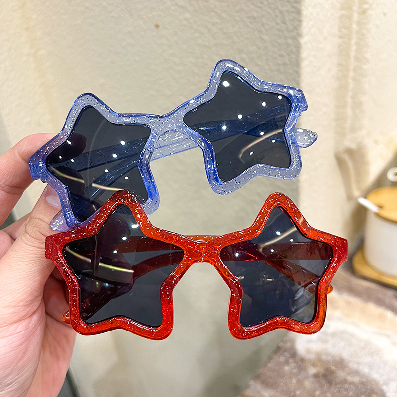 新炫彩星光兒童墨鏡小孩五角星太陽鏡防紫外線星星眼鏡可愛潮童鏡