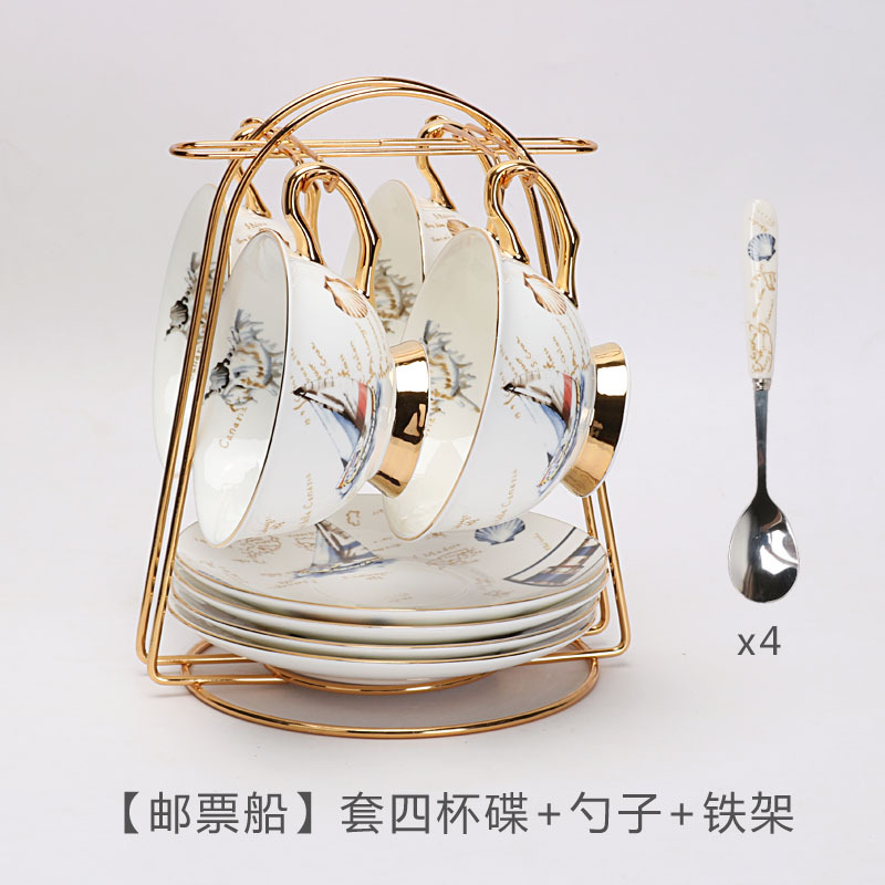 Tazas de café europeas y platos, set de té de la tarde, cerámica exquisita de alta calidad con cucharas de flores, set de tazas de té, caja de regalo