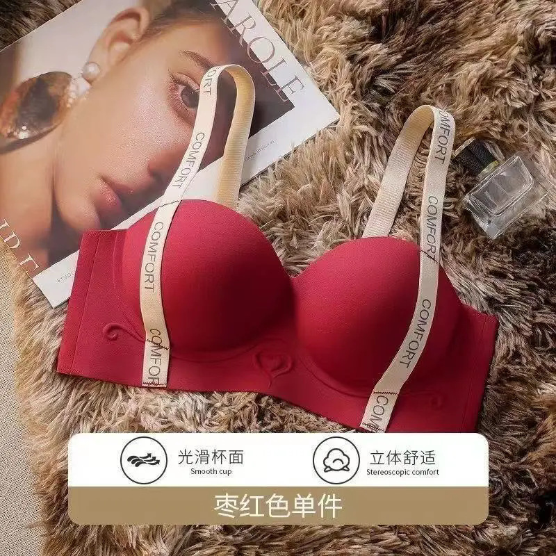 Ropa interior sin marcas, pecho pequeño, plástico anti-deslizante, sin anillo de acero ajustable, bra de mujer con cinturón inglés image 10