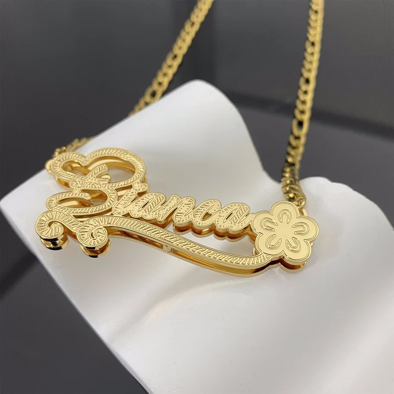 Collana con nome inciso in acciaio inossidabile bicolore_voghion.com