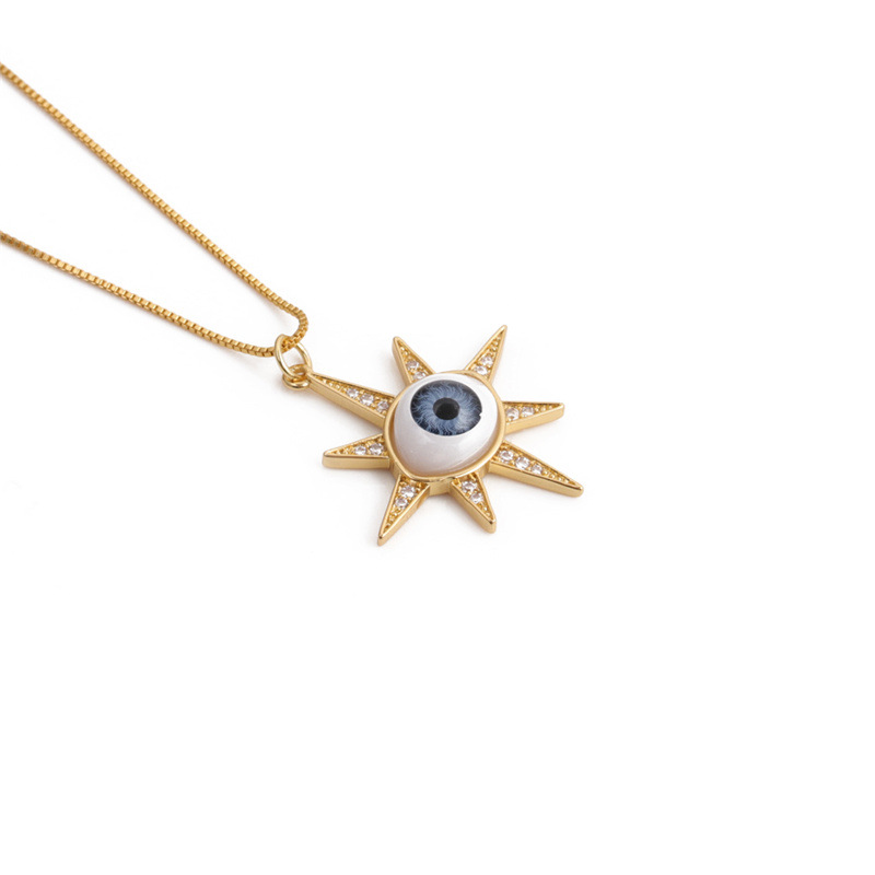 Oil Dripping Evil Eye Pendant Neck Accessories Copper Zircon Devil Eye Necklace DIY Religious Orname