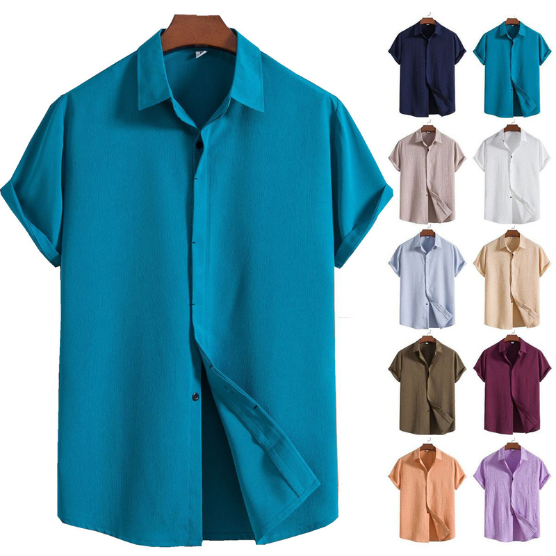 Summer Men's Short-Sleeved Shirt, Casual Lapel, Loose, Versatile, Thin Button-Down Shirt, Trendy Breathable Top Summer Men's Short-Sleeved Shirt, Casual Lapel, Loose, Versatile, Thin Button-Down Shirt, Trendy Breathable Top