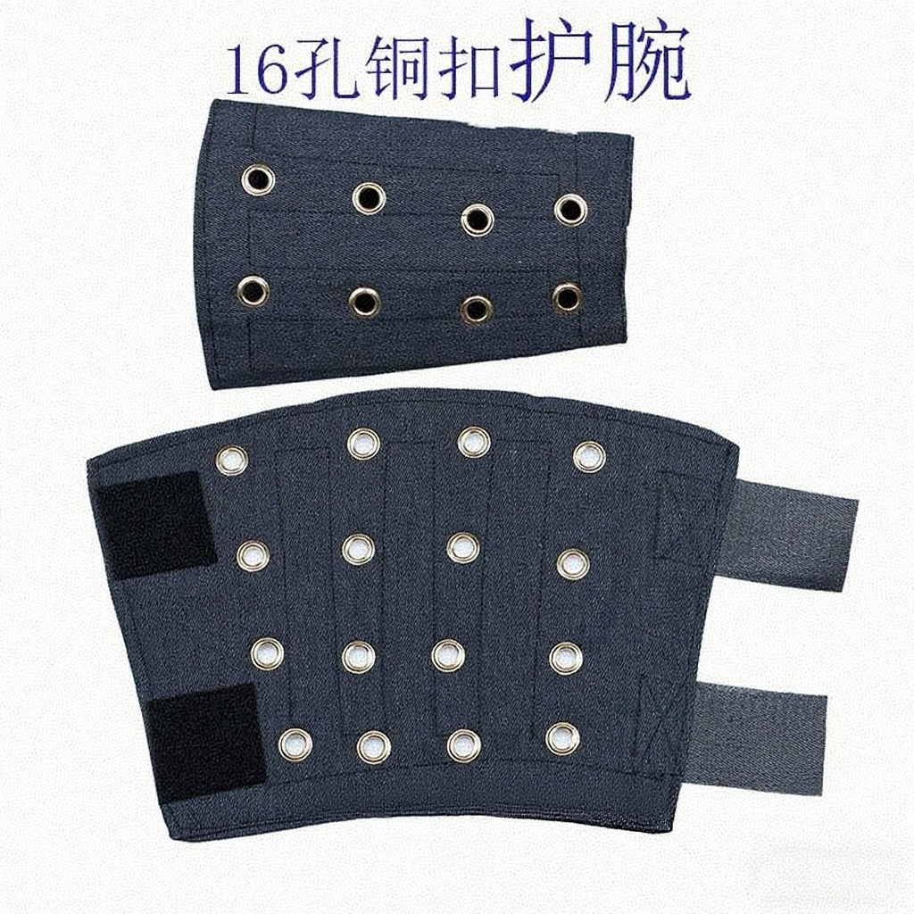 铜扣护腕玻璃厂防护劳保用品16孔防锈塑料扣双层牛仔布护腕带铁片
