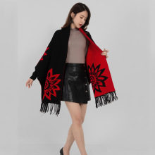 旗袍披肩2023秋冬新款女装斗篷外搭披风中老年针织外套民族风流苏