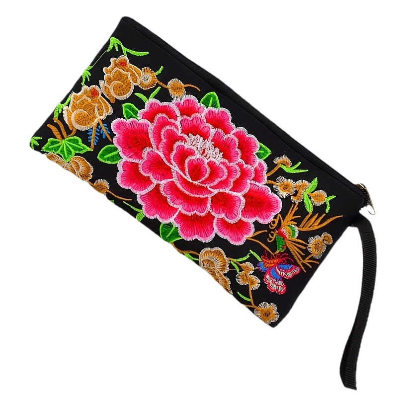 Ethnic Embroidered Bag Embroidered Clutch Mini Mobile Coin Purse Women's Long Wallet Independent Packaging