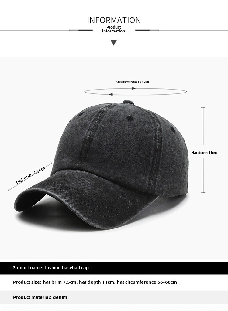 Chapéu Feminino Primavera e Verão Estilo Coreano Antigo Retro Canto Curvo Língua de Pato Chapéu Placa de Luz Cor Sólida Boné de Beisebol Casal Lavagem a Água Ca_voghion.com