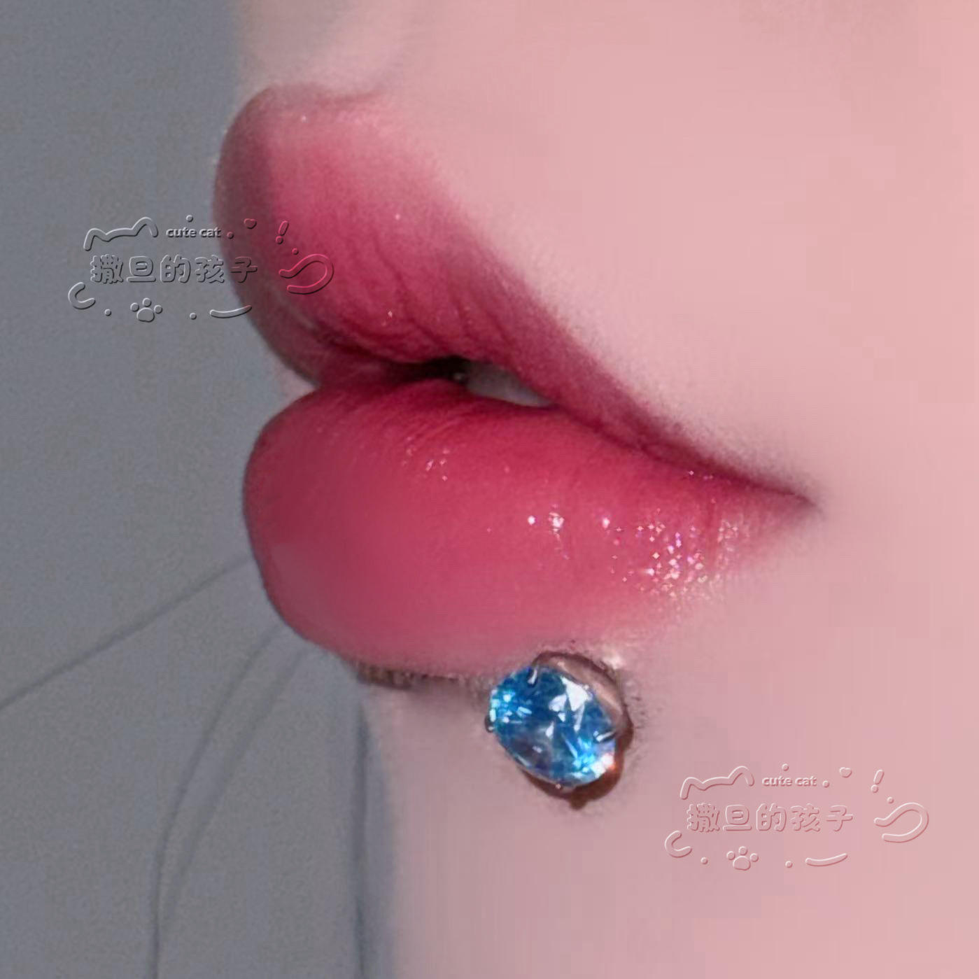 Satan's Child Senior Art Student F136 Titanium Alloy Lip Stud Big Sparkling Diamond Lip Piercing Ring Ear Cartilage Stud detail image 9