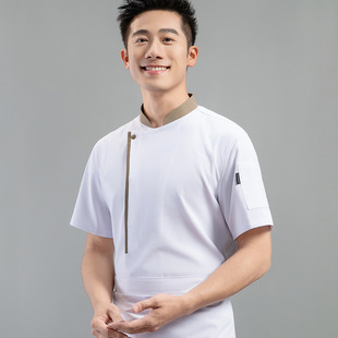 Chef Work Clothes Short-Sleeved Summer Comfortable Thin Breathable Catering Kitchen Hotel Western Restaurant Canteen Kitchen Clothes