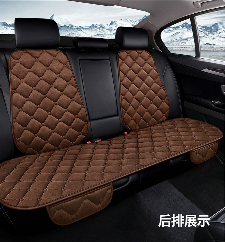 Cross-Border Winter Short Plush Car Seat Cushion Diamond-Shaped Anti-Slip Warm Small Three-Piece Set for Front and Rear Seats with Back Row