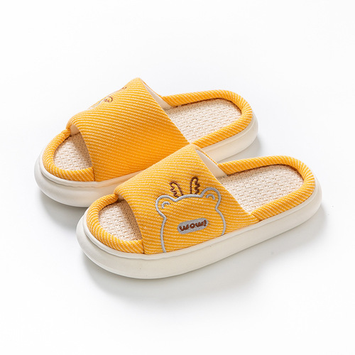 Linen slippers for women, four seasons, home, couple, indoor, non-slip, silent, cotton and linen floor, home, men
