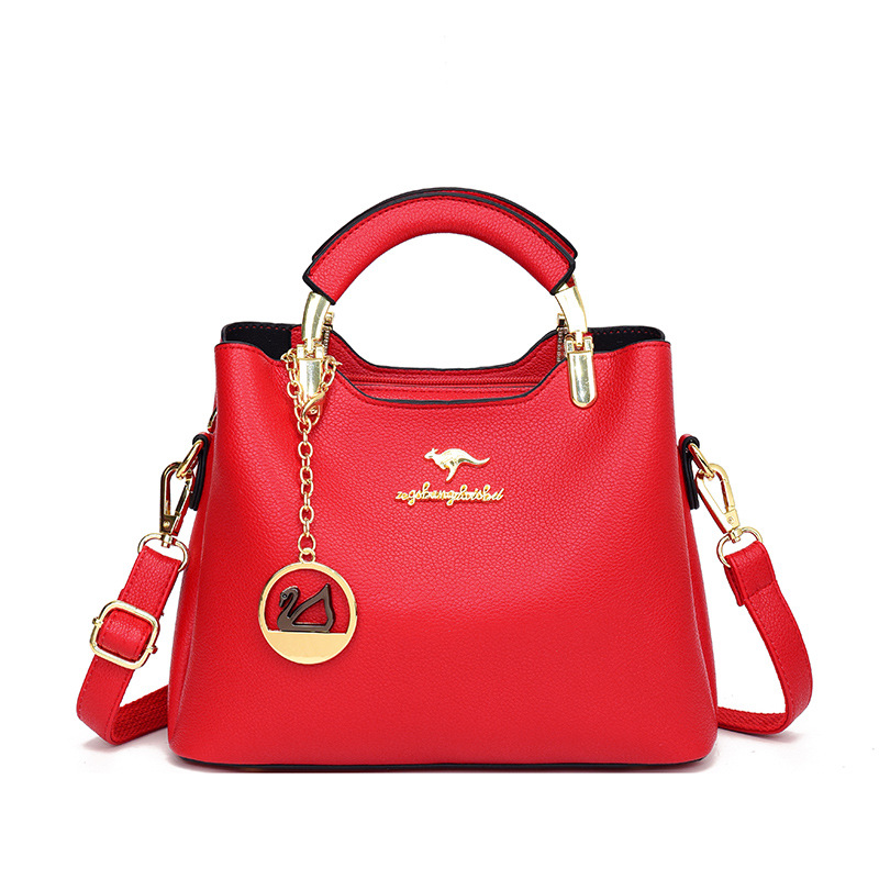 Bolsa de mano de lujo ligera multicapa de cuero suave de moda universal de moda moda moda de un solo hombro mochila