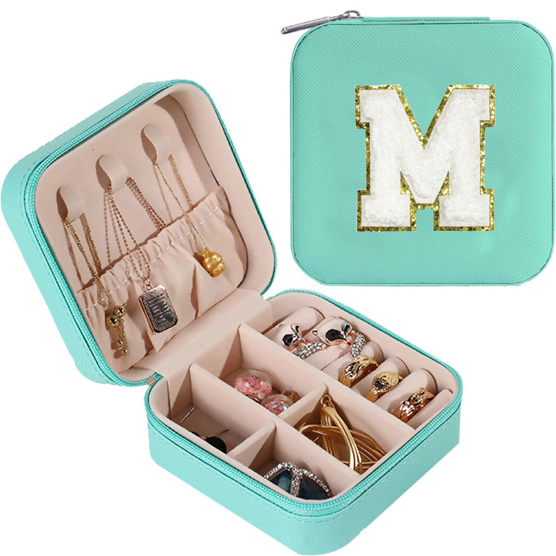 Cross-border de cuero Stud pendientes de gran capacidad de la joyería de la caja de la joyería del anillo caja de almacenamiento portátil