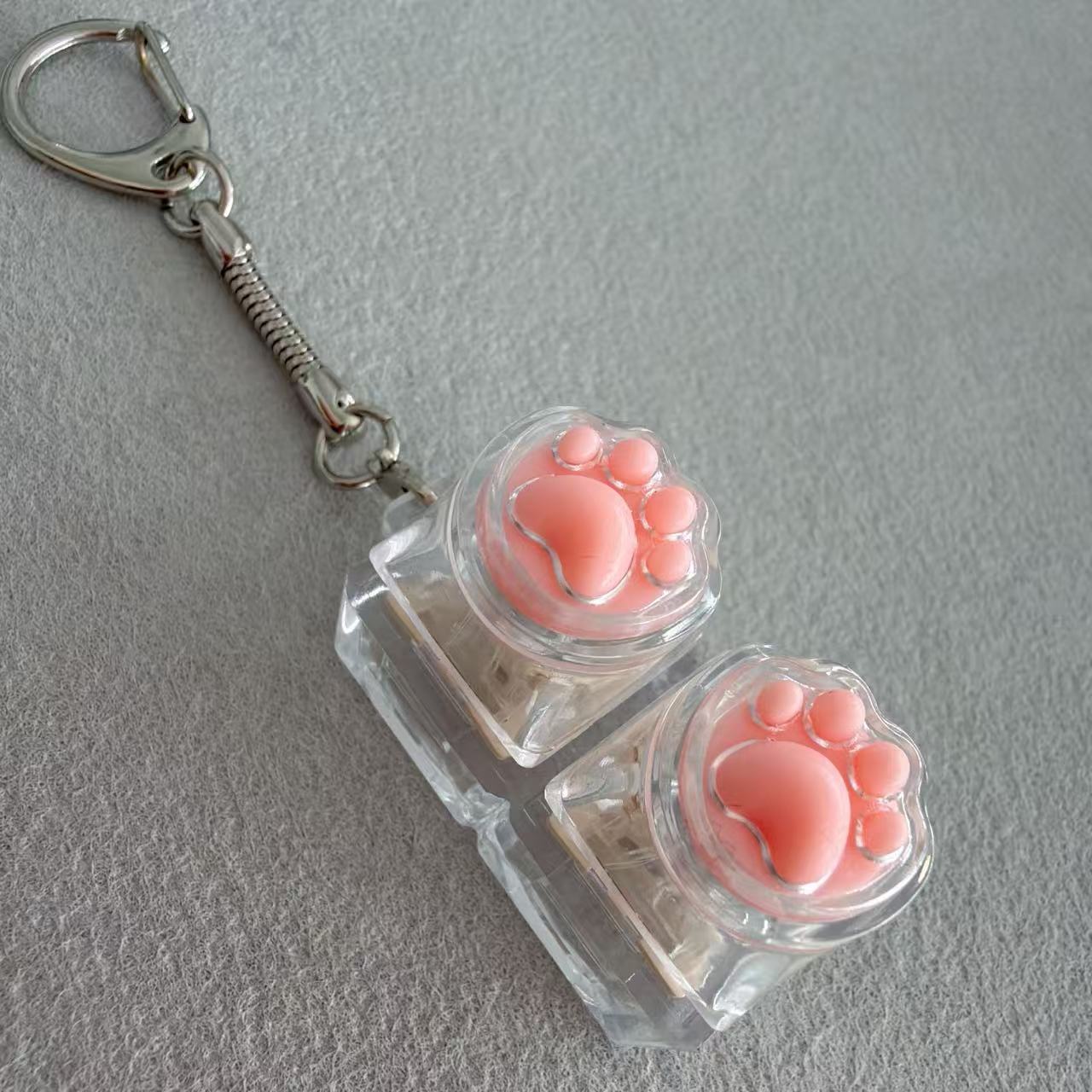 Two-key-silicone transparent cat claw (silver white shaft) light sound