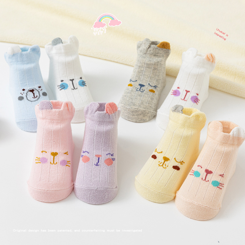 Bebé calcetines primavera y otoño algodón recién nacido bebé calcetines 0 a 3 años lindo clase un niños y niñas Otoño e Invierno tridimensional oso