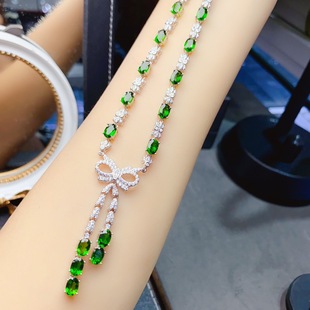 Factory wholesale explosions natural diopside necklace S925 silver inlay main 4*6 selling Europe and the United States a generation of hair
