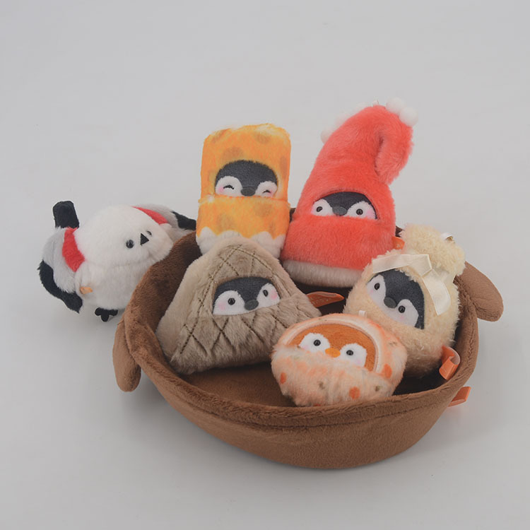 Japanese-Style Penguin Oden Tokyo Grilled Bird Iron Pot Octopus Tit Sandwich Plush Toy Keychain Pendant
