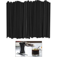 クロスボーダー使い捨て黒色プラスチックストローコーヒーバーカクテルストロー6 * 210mm平口直管ppチューブ
