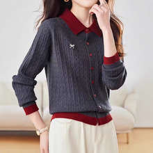 欧货高端舒适假两件长袖针织衫流行时尚打底衫2025秋季上衣女