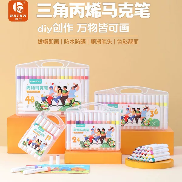 Acrylic Marker Pens for Students, Suitable for Layering Colors, Children's Pens, Water-Based Pens, Large Capacity, Quick-Drying, Waterproof Watercolor Pens for Coloring