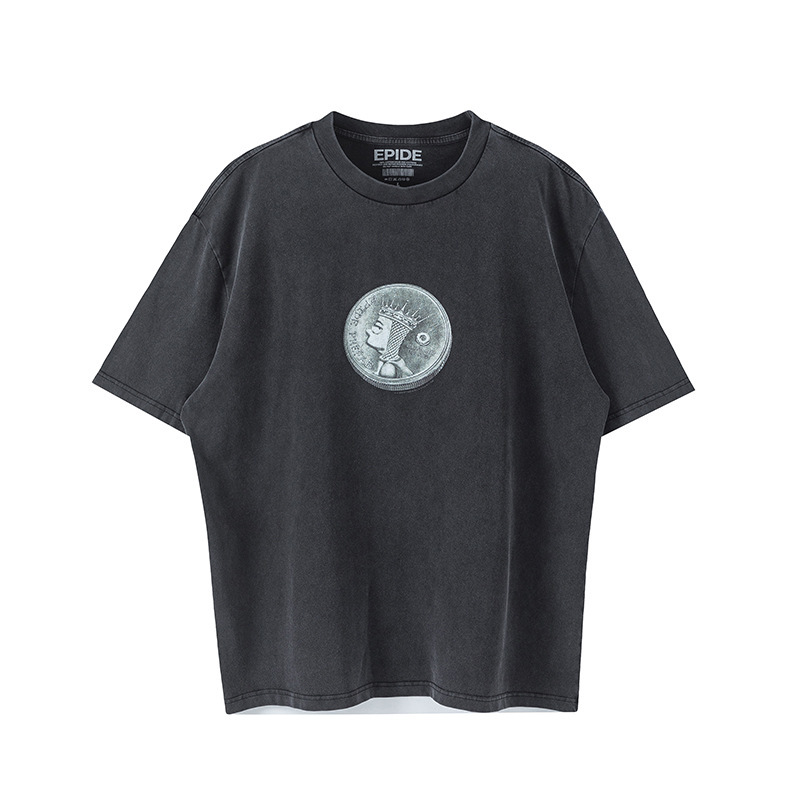 Niche Trendy Brand Epide Prefab King Simpson Coin Japanese Vintage Old Cylinder Short-sleeved T-shirt