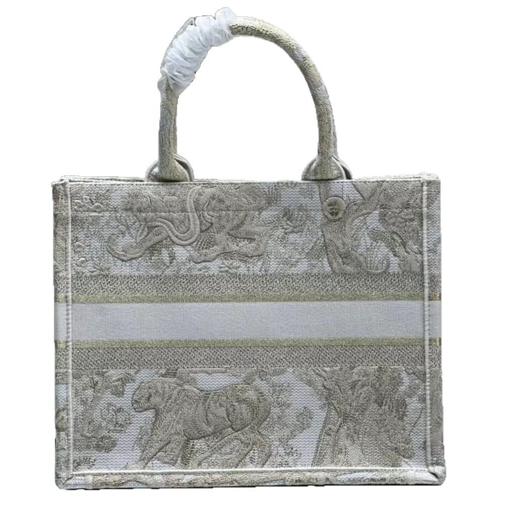 2025新款老虎刺绣动物园托特包Book tote购物袋手提老花女包高版