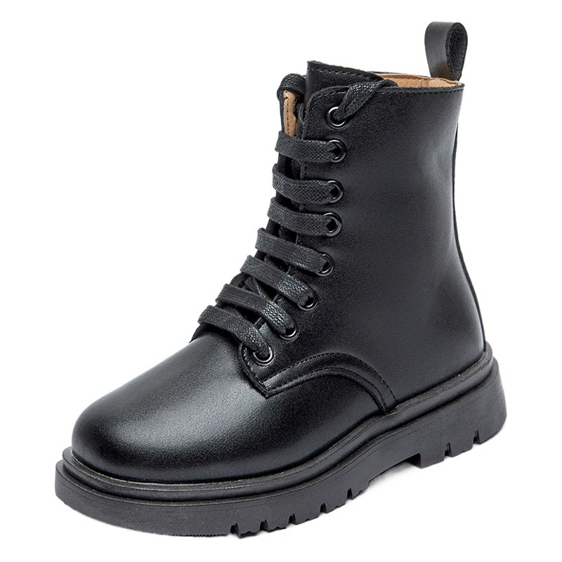 Детские ботинки для девочек, зима 2025, на флисовой подкладке, в корейском стиле, высокие, из хлопка.