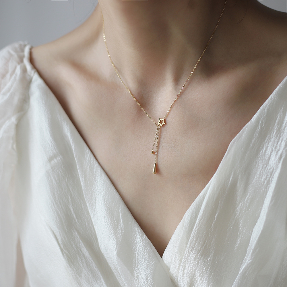 Holiday, Daily Occasion 304 Stainless Steel Material Real Gold Plated Star 304 Stainless Steel Vacation Classic Style Waterproof Non Tarnish Titanium Steel Necklace
