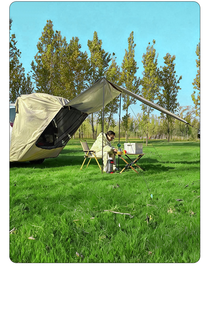 Cross-border best-selling car roof tent, SUV rear extension tent, portable for self-driving tours, outdoor camping, vehicle-mounted, no assembly required