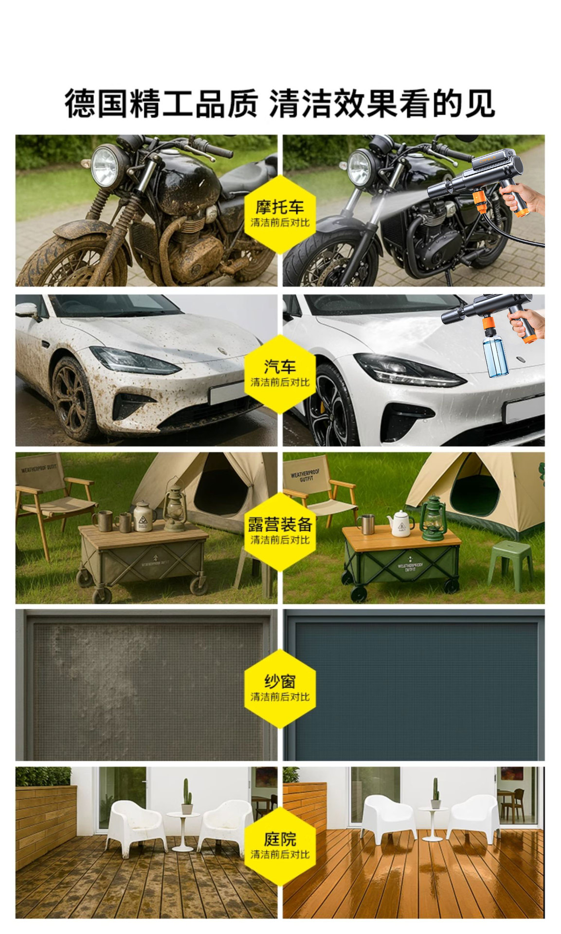 Kafeila High-Pressure Car Wash Water Gun Powerful Booster Spray Gun Household Water Pipe Brush Car Nozzle to Flush the Ground Artifact