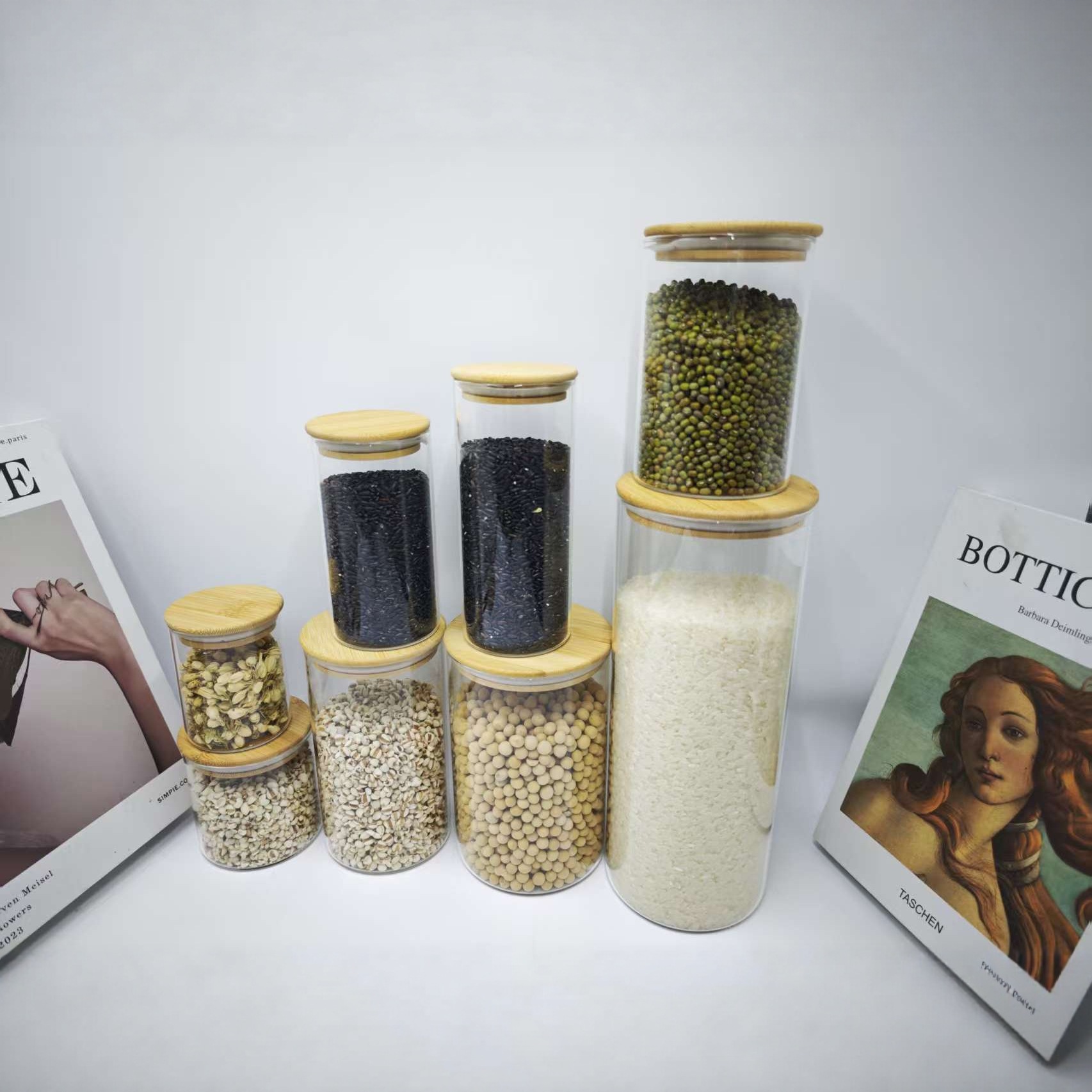 Food Sealed Jar, Transparent Glass Round Storage Jar, Kitchen Snacks Moisture-Proof Grain Storage Jar, High Borosilicate Glass