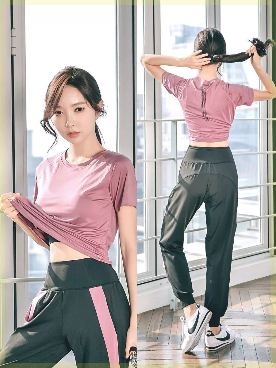 Yoga clothing, uniform, autumn quick dry sports suit for leisure for gym, loose fit, for running, internet celebrity