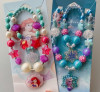 Children's necklace and bracelet from pearl, ring, earrings, set, accessory, "fish tail" cut, wholesale
