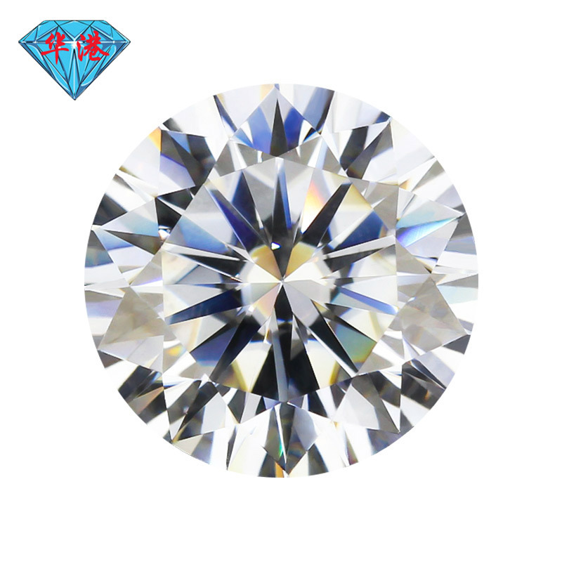 华港宝石 圆形十心十箭莫桑钻戒面超白D色莫桑石裸石主石首饰饰品