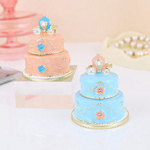 新款珐琅彩二层生日蛋糕装饰盒婚庆回赠礼品生日礼物创意家居饰品
