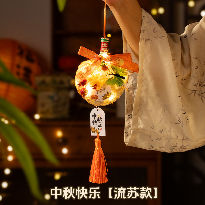 中秋竹编灯笼手提玉兔小灯笼古风中秋节门把手挂饰夜市摆摊批发|undefined