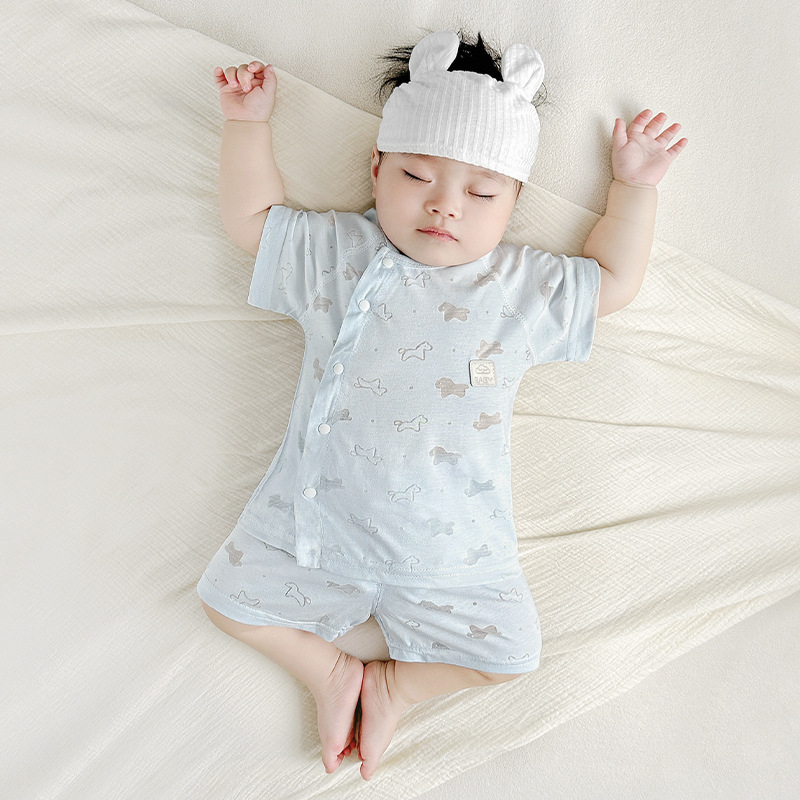 Traje de bebé verano para niños y niñas para niños pequeños, entrepierna abierta dividida de manga corta, ropa de verano para niños, ropa de bebé