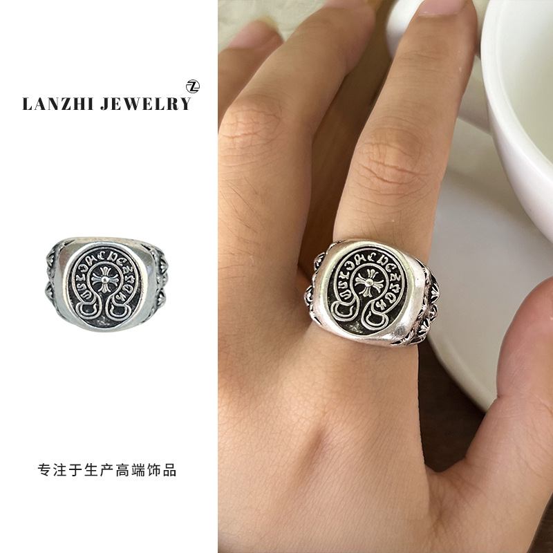 Lan Zhi 925 anillo de plata esterlina personalidad punk exagerado diseño joyería hip hop anillo abierto no desvanecimiento nicho