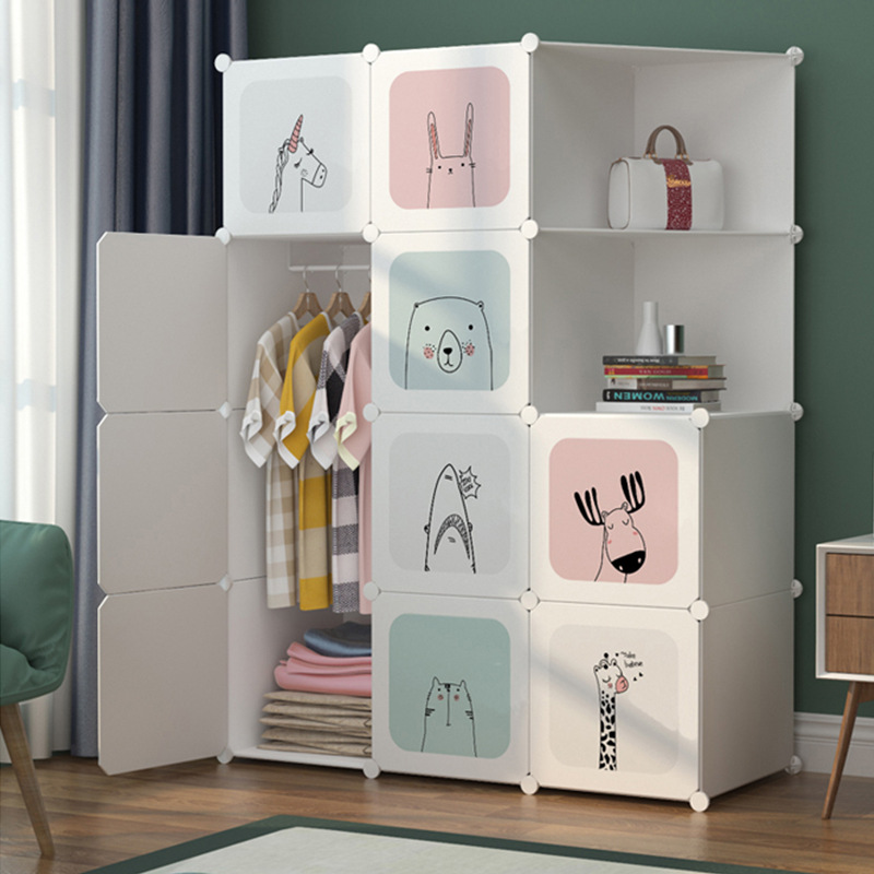 Simple wardrobe storage assembly plastic hanger steel frame assembly children's wardrobe student dormitory simple economical type