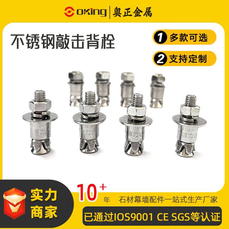 厂家直销304不锈钢背栓  316石材背栓螺丝 幕墙敲击背栓 规格M6M8