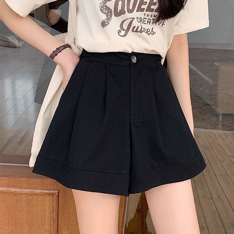 Designed Preppy Style Cotton and Linen Pants for Women 2025 Summer New Straight Loose Shorts High Waist Slimming Look Five-Point Pants