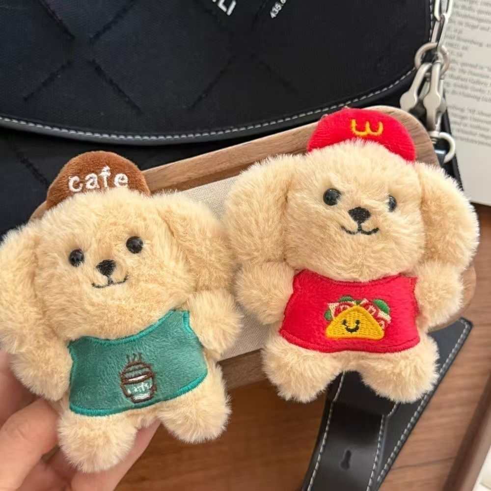 Caricatura de trabajo de cachorro serie de peluche cocinero cachorro bolsos llaveros muñecas pequeñas muñecas colgantes de regalo